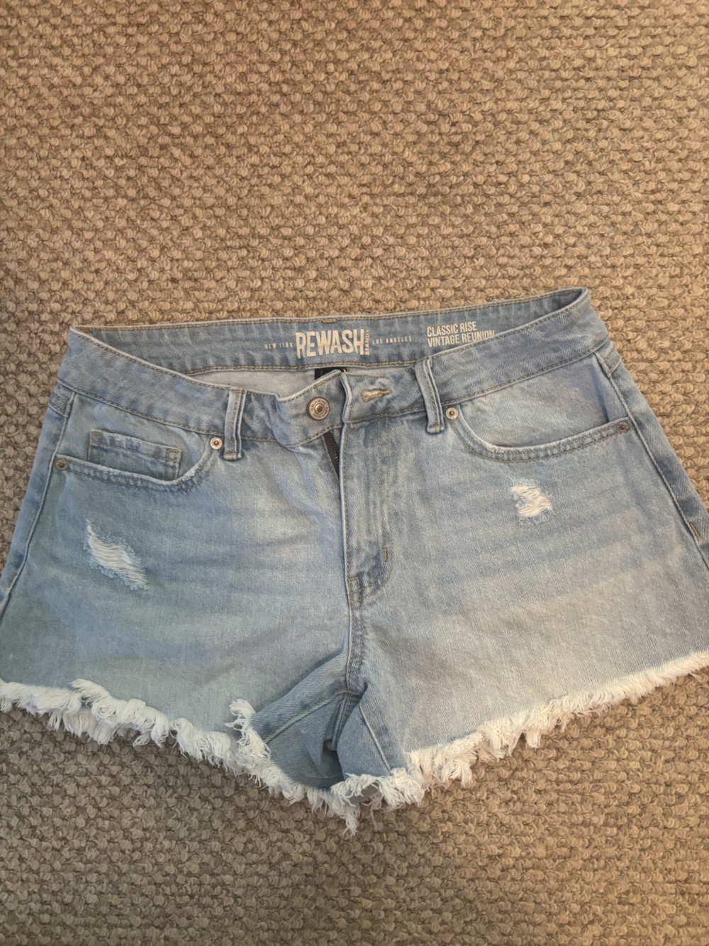Rehash Light Wash Distressed Denim Cutoff Shorts